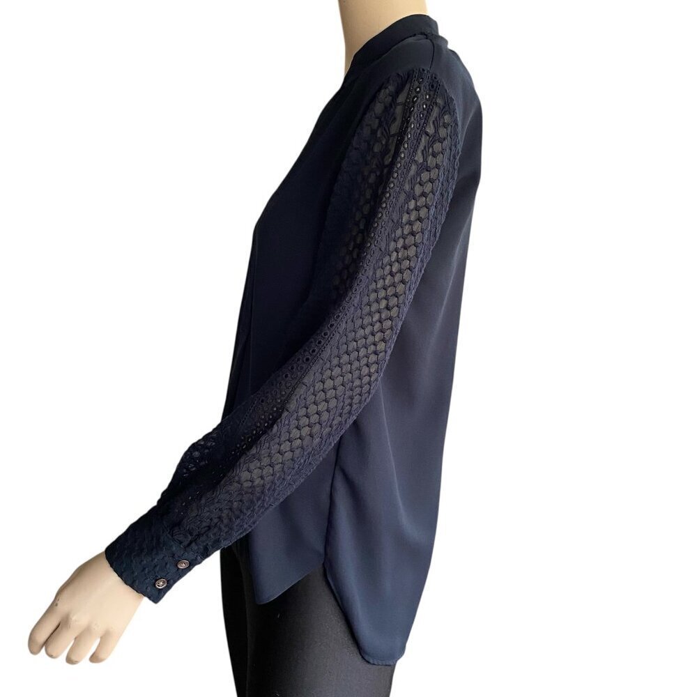 Club Monaco Oversized Chemise Blouse Shirt Navy Sz XS - Picture 3 of 12